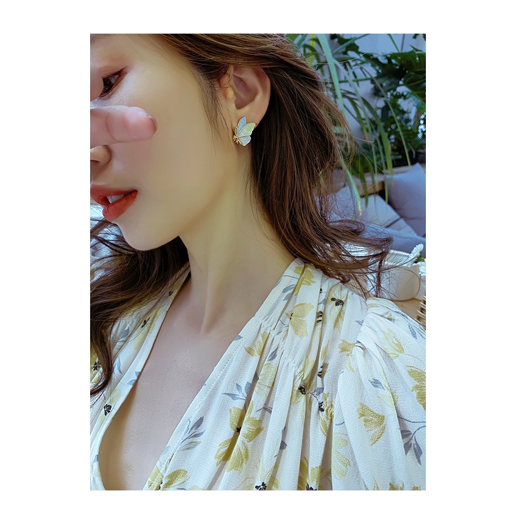 Bông Tai Mạ Bạc 925 Hình Bướm Dễ Thương Phong Cách Hàn Quốc