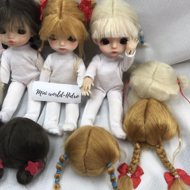 Wig len Tóc giả dành cho búp bê BJD Size 1/8, Baboliy, Amy handmade.