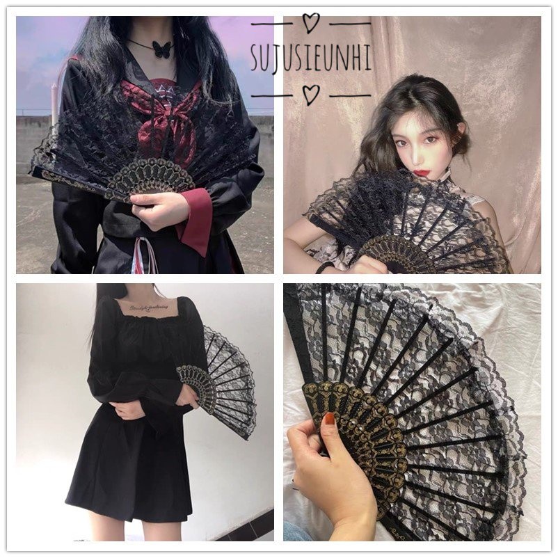 (Có video) 2 màu - Quạt ren xòe cầm tay lolita | BigBuy360 - bigbuy360.vn