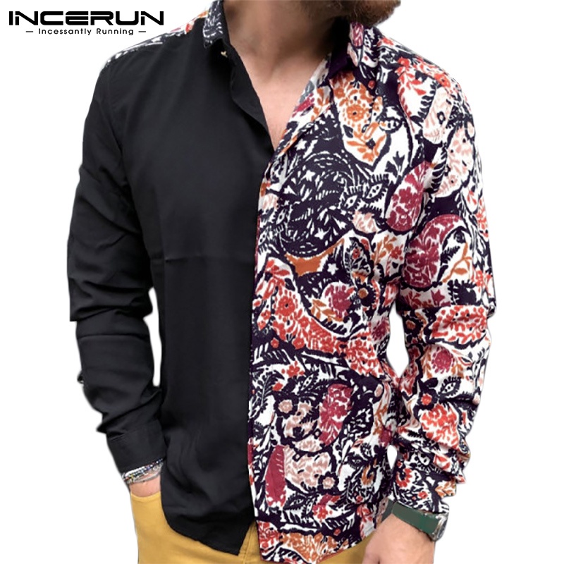 Áo sơ mi INCERUN dài tay cổ bẻ thời trang dành cho nam