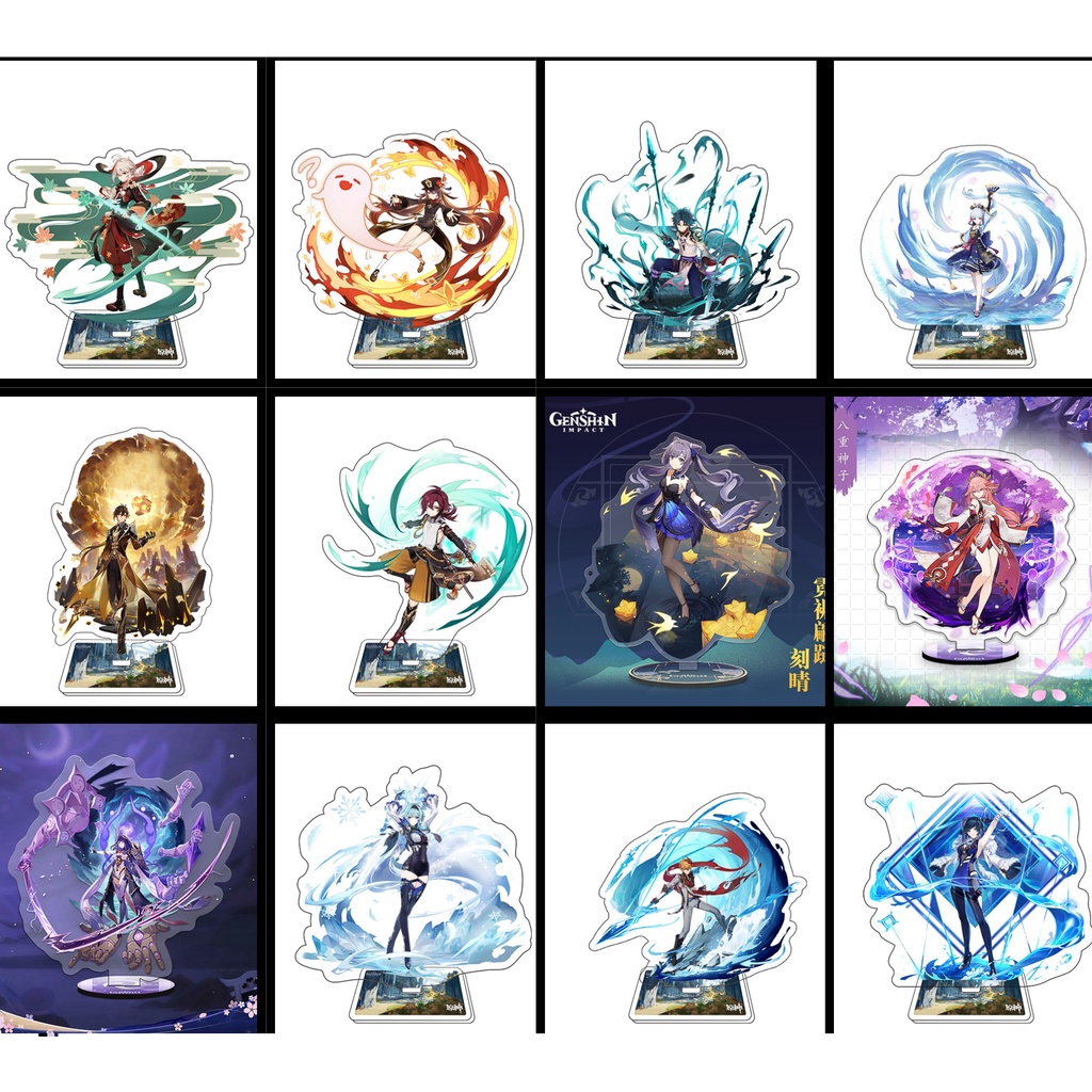 Mô hình Standee Mica Arcrylic nhân vật Genshin Impact 15cm Zhongli Xiao Lôi Thần Yelan kazuha Yae ayaka Hutao Ganyu