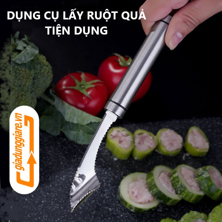 DỤNG CỤ LẤY RUỘT MƯỚP ĐẮNG hạt củ quả trái cây INOX 304 dùng lấy ruột khổ qua ớt mướp dưa leo - giadunggiare.vn