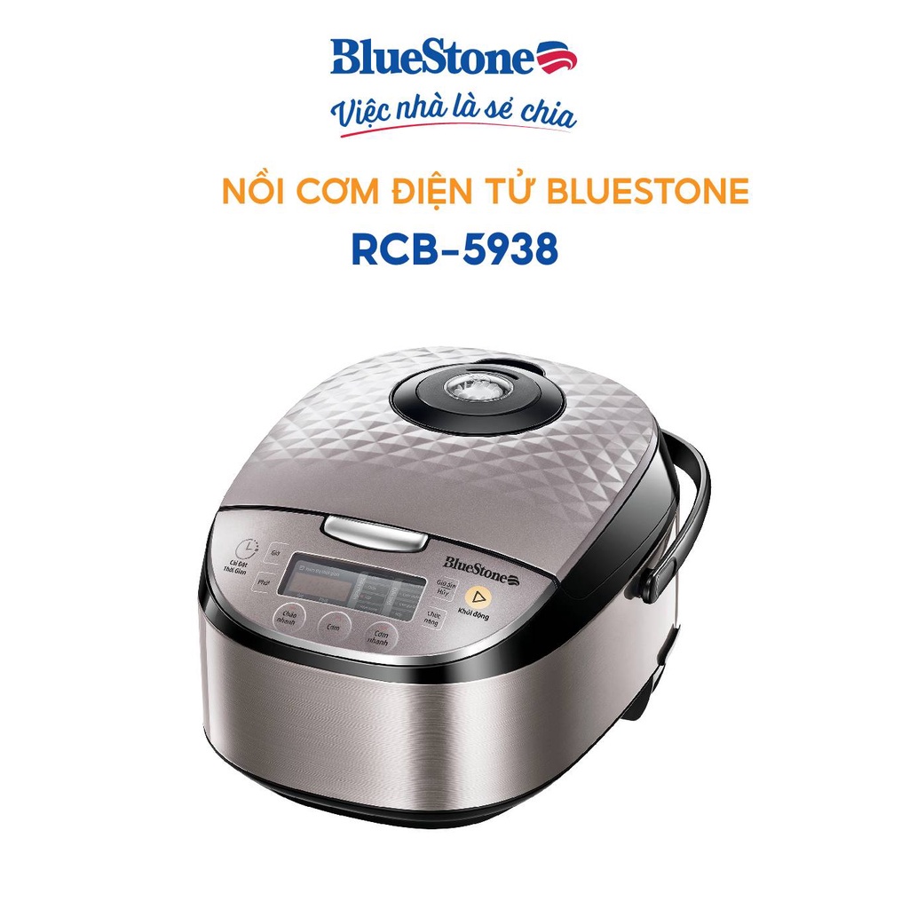 [Mã ELHAMS5 giảm 6% đơn 300K] Nồi Cơm Điện Tử BlueStone RCB-5938, 1.8Lit - 760W, Bảo Hành Chính Hãng 2 Năm