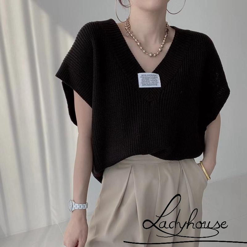 Ld-áo Dệt Kim Sát Nách Dệt Kim Cổ Chữ V Thêu Họa Tiết Chữ Cho Nữ Màu Hồng / Xám / Đen / Be