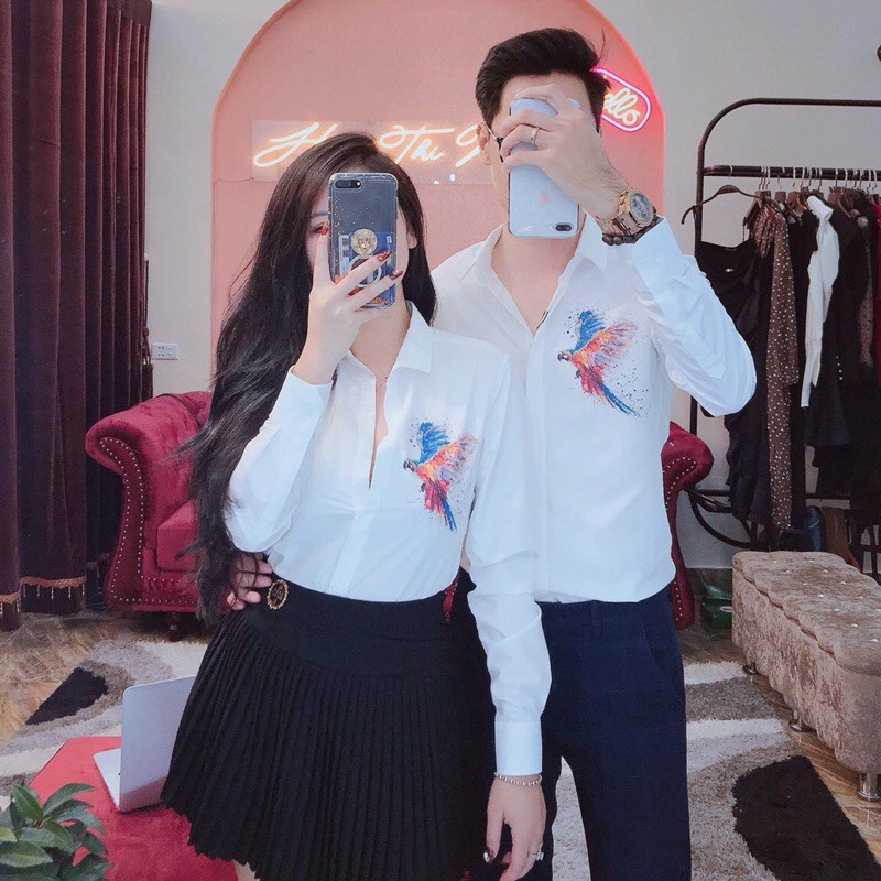 ÁO SƠ MI NAM TRẮNG ĐEN IN HOẠ TIẾT TAY DÀI CỔ BẺ ĐI LÀM, CÔNG SỞ, ĐI CHƠI, ĐI TIỆC MẶC ÔM NGƯỜI