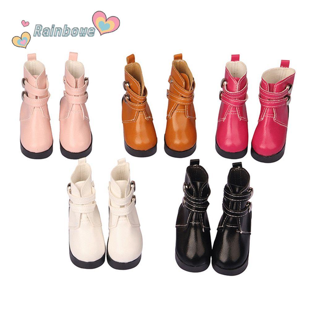 Giày Bốt Da PU Đính Đinh Tán Tinh Tế Màu Cầu Vồng Cho Búp Bê Barbie 18inch Tỷ Lệ 1/6