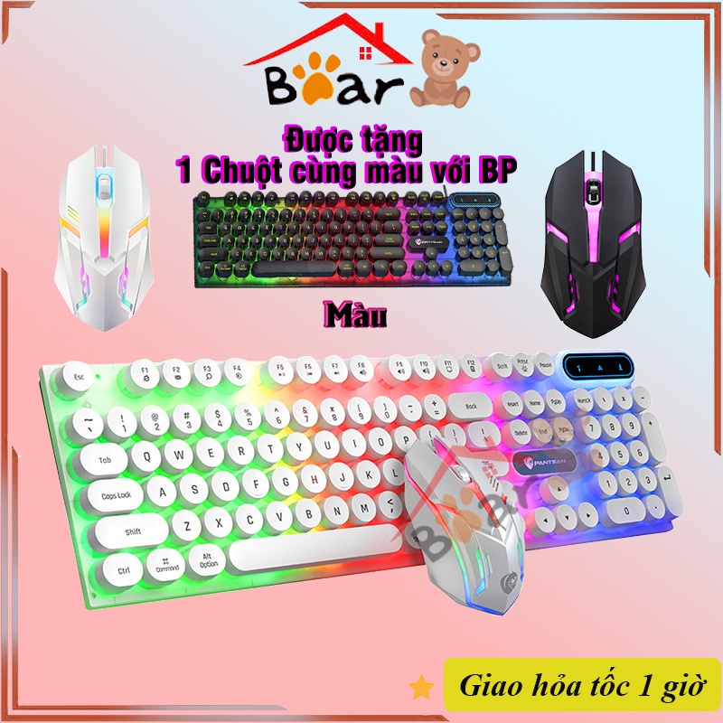 Bàn Phím Gaming Giả Cơ Có Led 7 Màu, Bàn phím máy tính PANTSAN có Led RBG 7 màu, Chống thấm nước . bảo hành 12 tháng