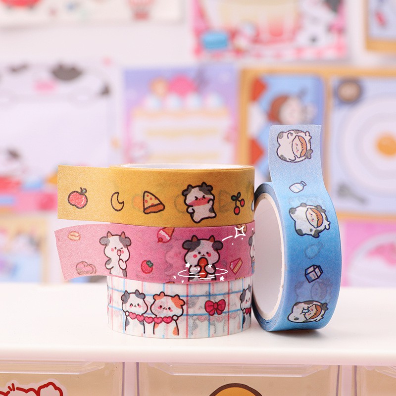 Băng Dán Washi Tape Dễ Thương Trang Trí Sổ Tay, Tập Vở, Decor Bàn Học...Ins Giasico