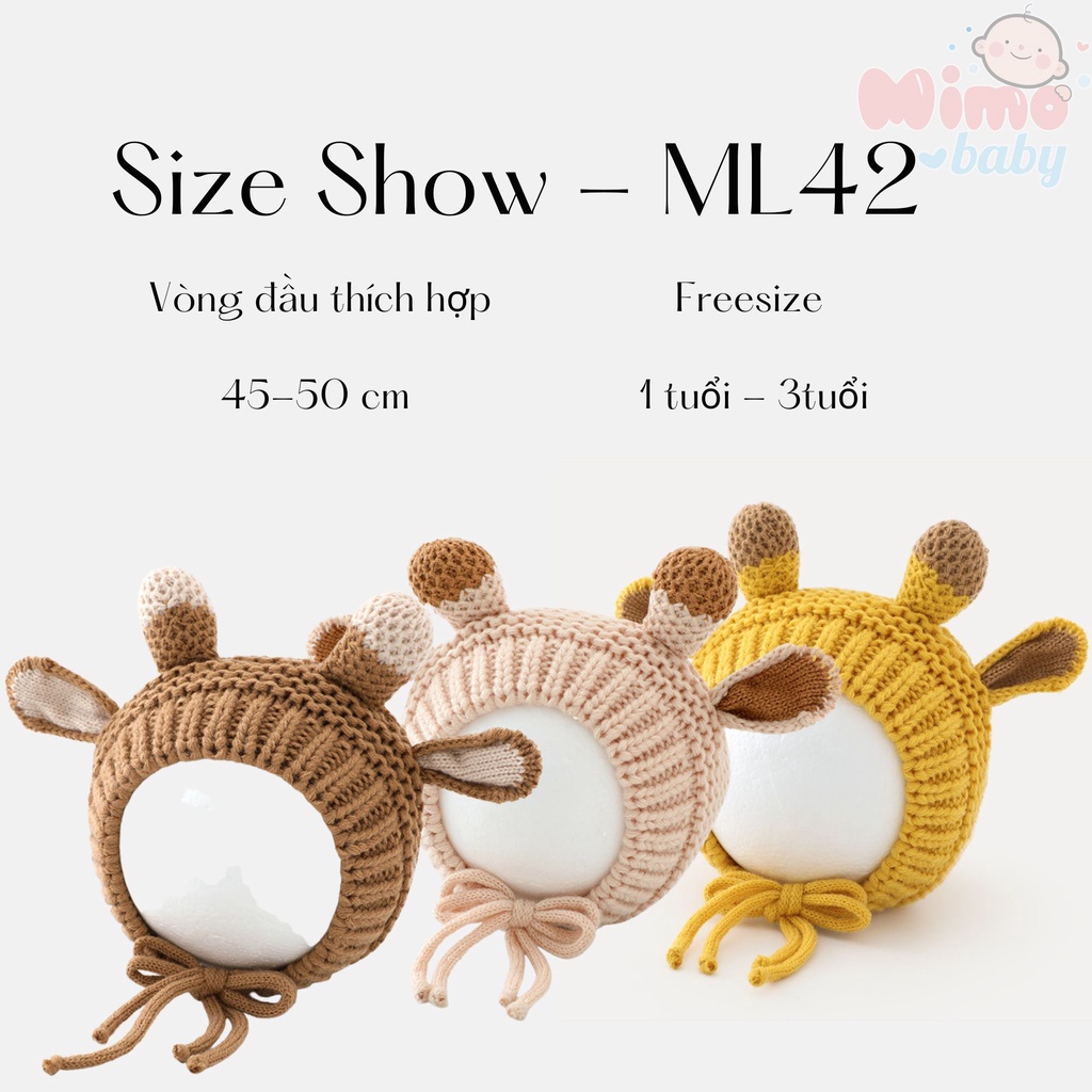Mũ len hình sừng hươu cao cấp cho bé (1-3y) Mimo baby ML42