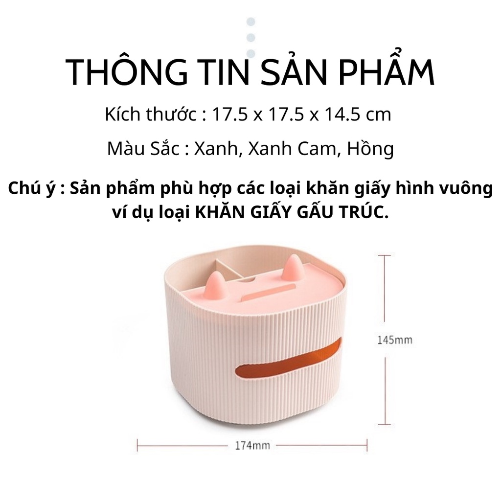 [Hàng Có Sẵn] Hộp Đựng Khăn Giấy Dễ Thương Hộp Đựng Giấy Ăn Tiện Lợi Có Khe Đựng Điều Khiển Khe Kê Điện Thoại.