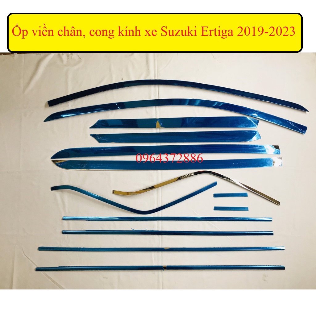 Ốp viền chân, cong kính xe Suzuki Ertiga 2019-2023 inox cao cấp