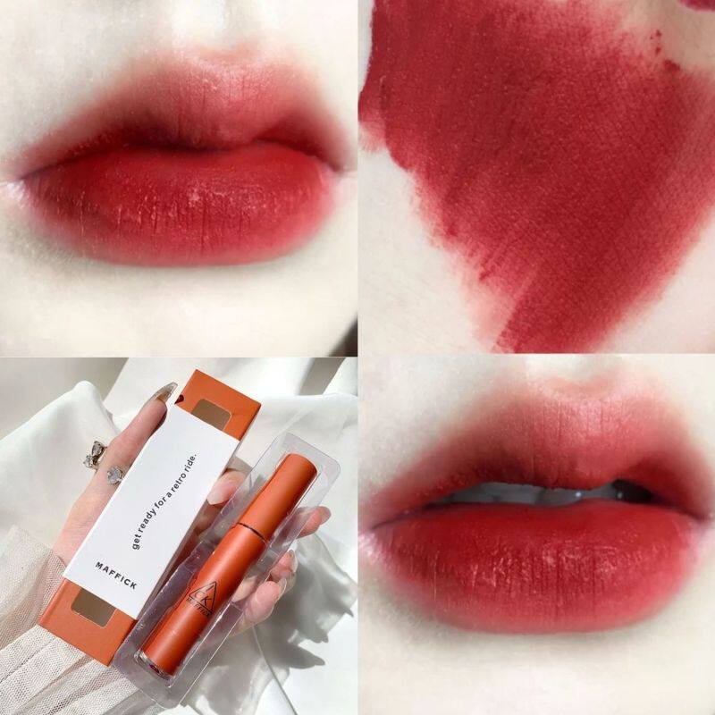 [Hàng mới về] Son môi hiệu ứng nhung mịn màu đỏ đậu độc đáo thời trang