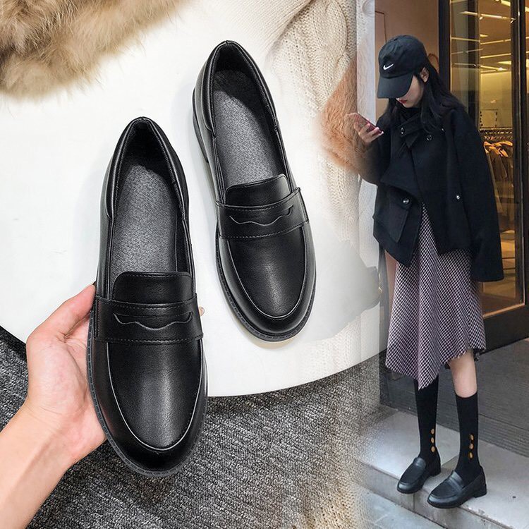 Giày lười mũi tròn gót 3cm phong cách Hàn Quốc cực hót