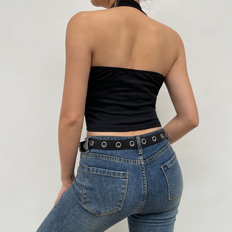 Áo Croptop Giả Da Phối Nút Cài Thời Trang Cho Nữ