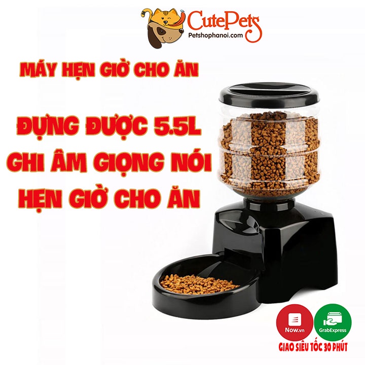 Bát cho mèo, Bát ăn hẹn giờ cho chó mèo 5.5L Có ghi âm gọi cho ăn