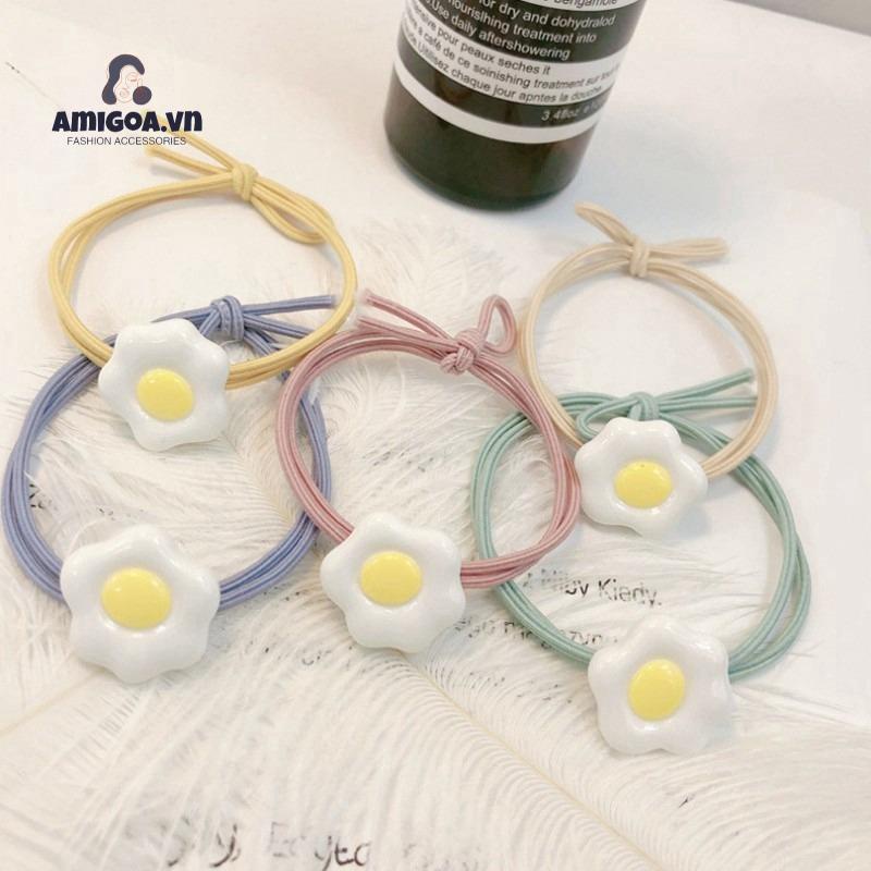 Dây Cột Tóc Cao Su Hình Quả Trứng Ghép Hình Dễ Thương