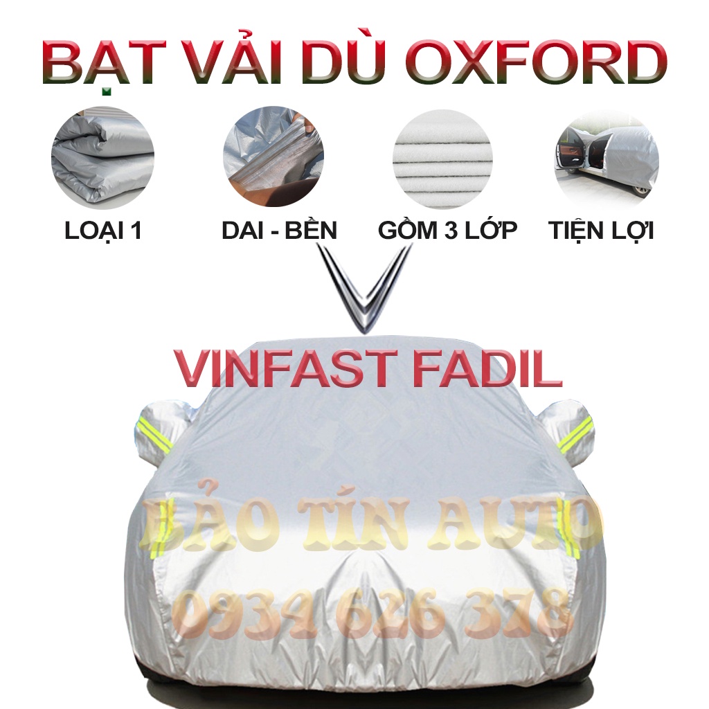 [LOẠI 1] Bạt che kín bảo vệ xe ô tô 5 chỗ Vinfast Fadil tráng bạc 3 lớp vải dù Oxford , bạt phủ trùm bảo vệ xe oto