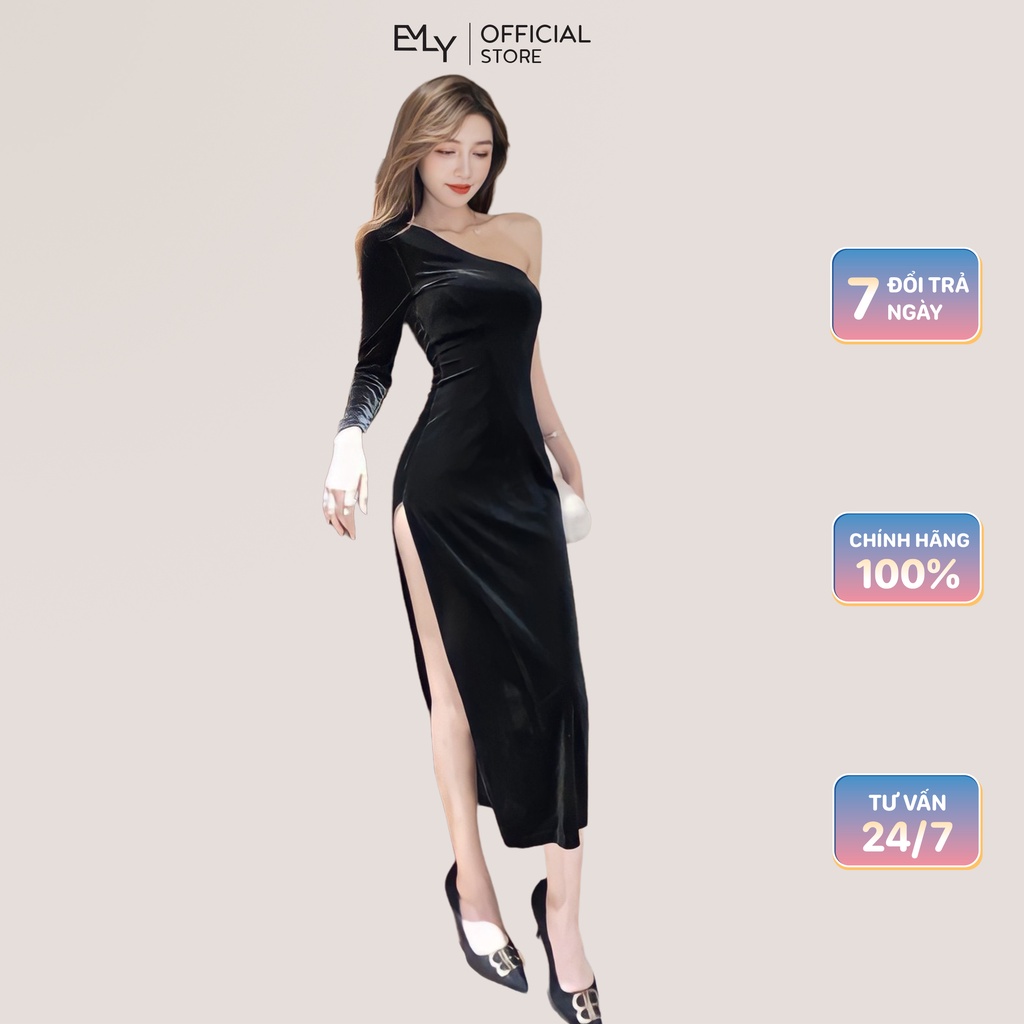Đầm đen nữ Emilyshop dáng ôm lệch vai