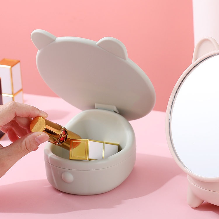 Gương Trang Điểm Mèo Con Có Khay Đựng Đồ Kute Dễ Thương