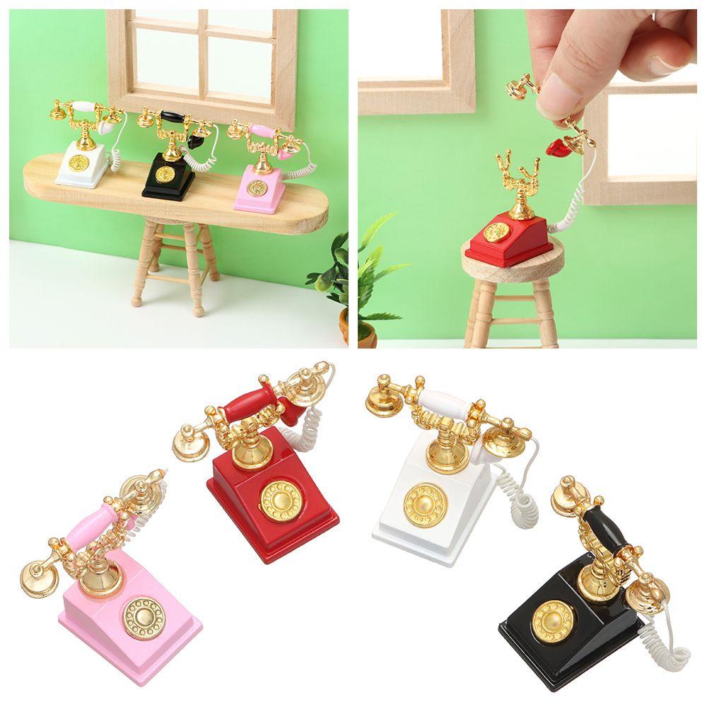 BEBETTERM 1 Đồ trang trí Điện Thoại Bàn Mini Hoài Niệm Châu Âu Trang Trí Nhà Búp Bê