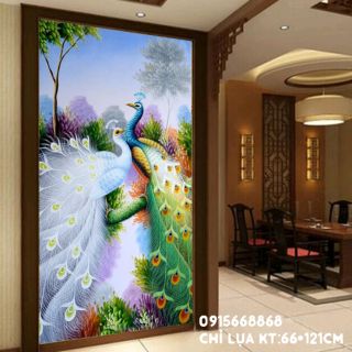 Tranh thêu chữ thập phu thê viên mãn Chỉ Lụa kt 66*121cm