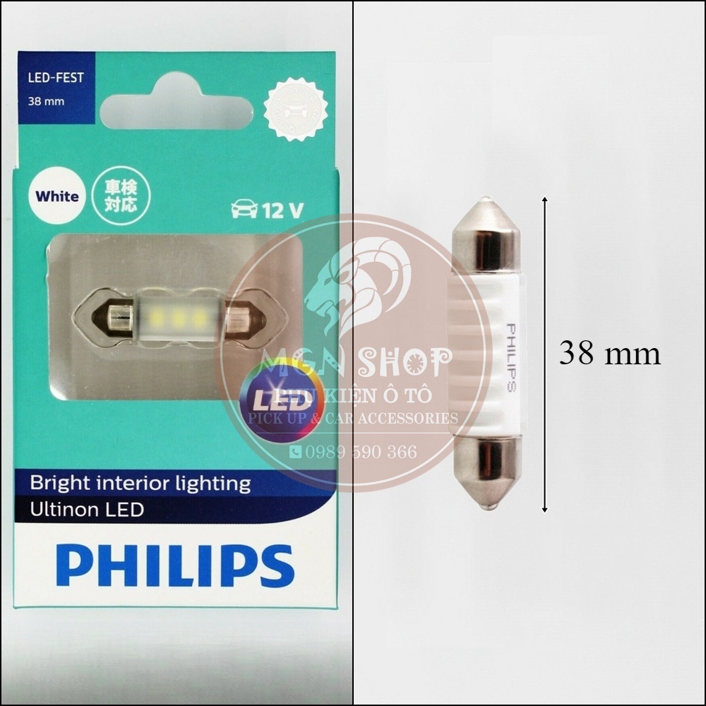 Đèn [Philips Ultinon Essential LED] [6000K] [Festoon 30mm 38mm 43mm] [01 bóng/bộ] dành cho ô tô 6000K