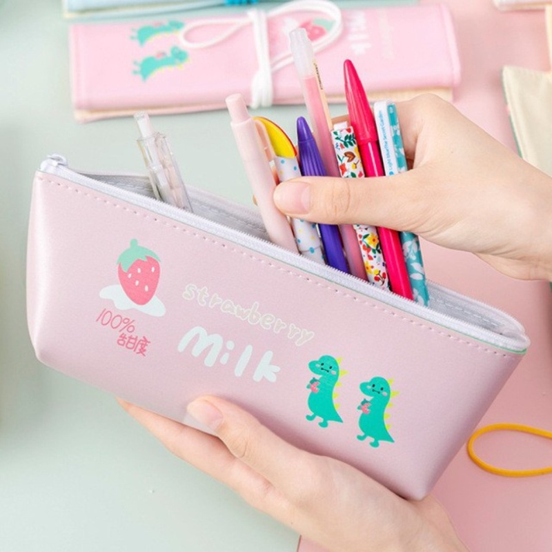 Túi Đựng Bút Dạng Cuộn Hình Khủng Long Phong Cách Hàn Quốc Đơn Giản Sáng Tạo Cho Nữ
