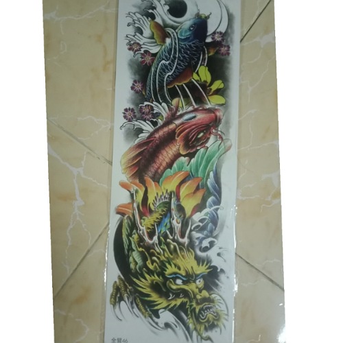 Hình xăm dán cá chép full tay nửa lưng