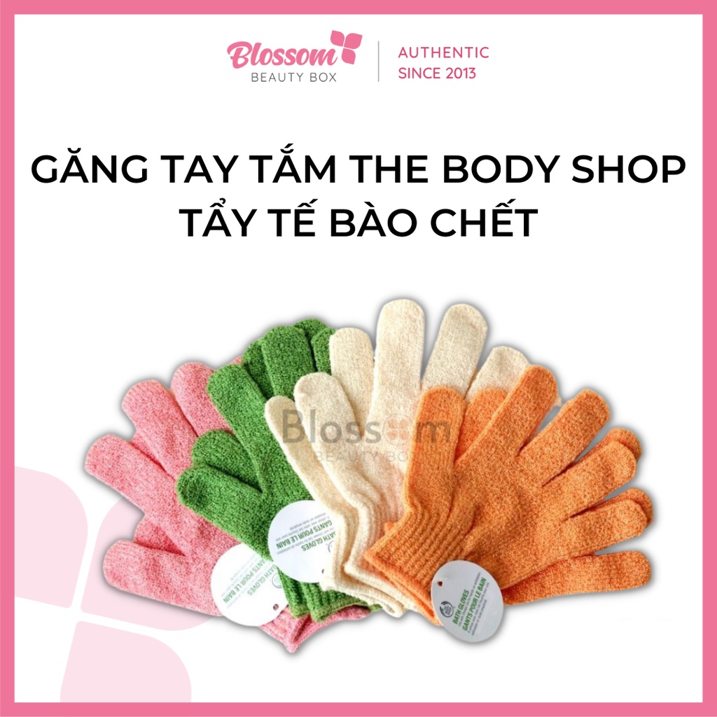 Găng tay tắm, tẩy tế bào chết the body shop dùng thích hơn bông tắm nha