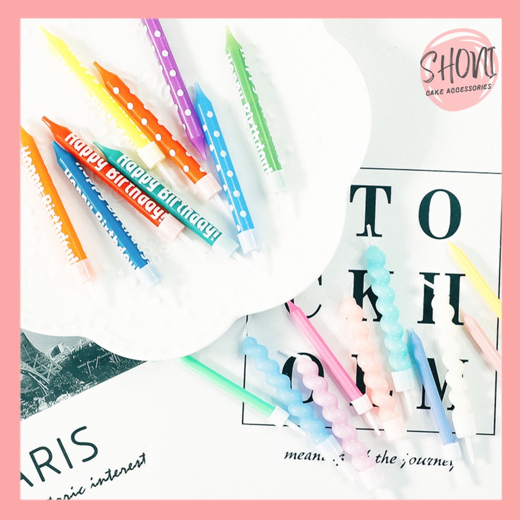 Nến Sinh Nhật Hàn Quốc HPBD Nhiều Màu Sắc Trang Trí Bánh Kem