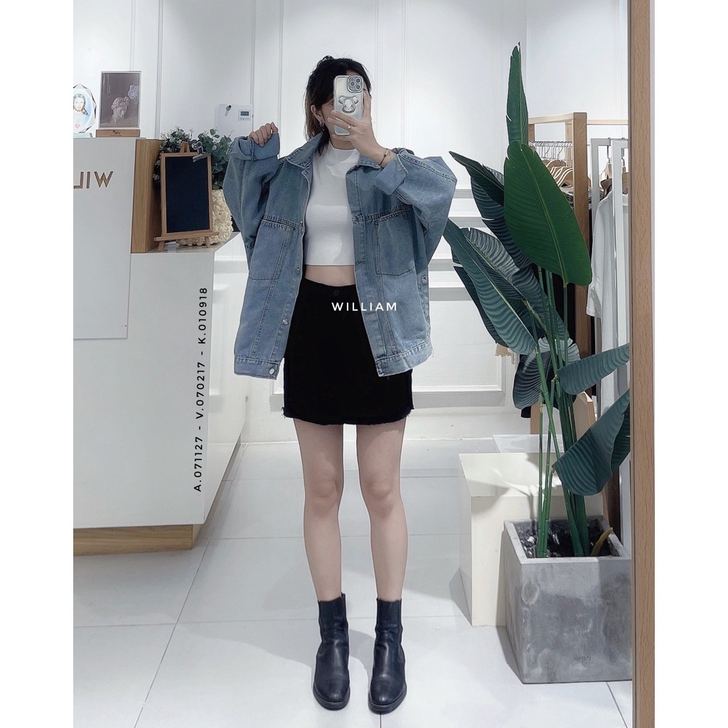 Váy quần jean trơn rách lai 5891