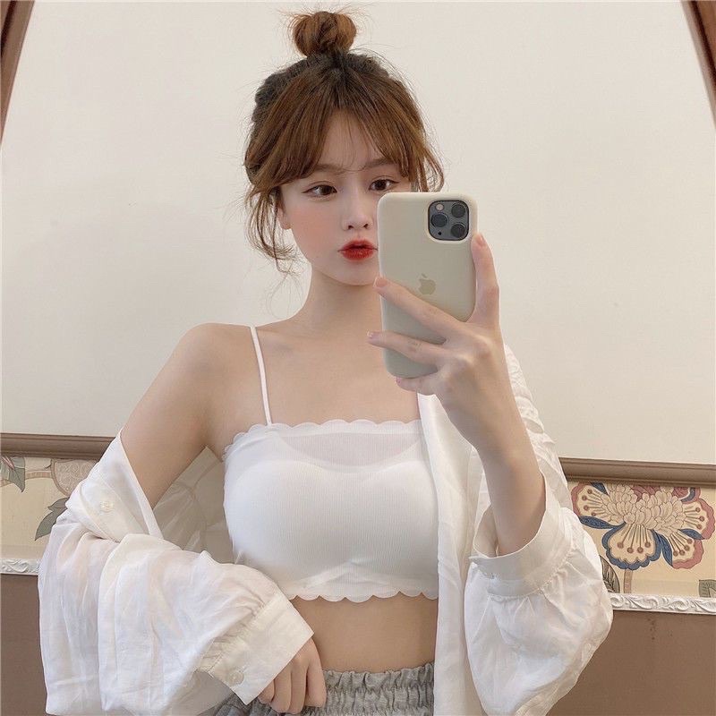 Rẻ vô địch - Áo bra đúc su tăm viền sóng kèm đệm siêu mát hot trend A122