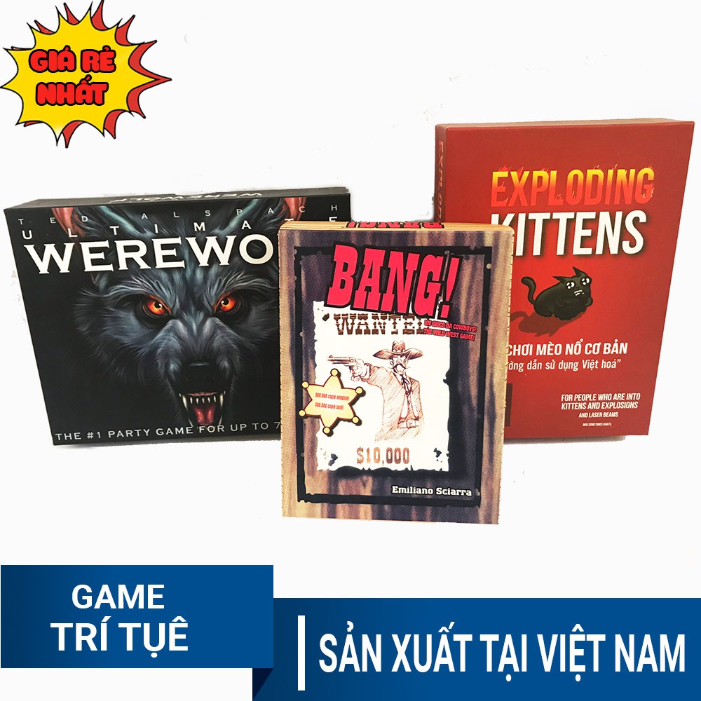 [COMBO 3 IN 1] Bộ trò chơi thẻ bài nhập vai nhân vật Bài Ma sói Ultimate 78 lá + Bài Mèo nổ 56 lá + Bài Bang 103 lá