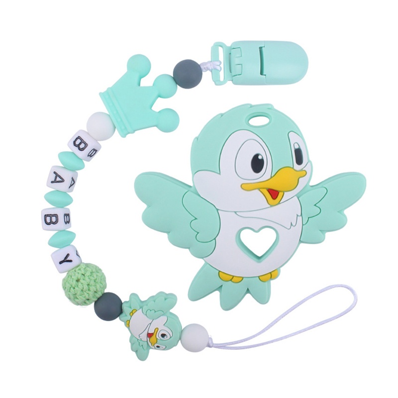 Kẹp Núm Vú Giả Xỏ Hạt Silicon Họa Tiết Chim Hoạt Hình Cho Bé Trai Gái