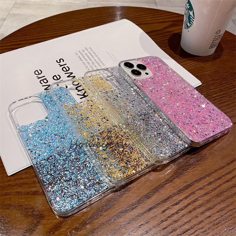 Ốp Điện Thoại Mềm Trong Suốt Chống Sốc Lấp Lánh Cho iPhone 11 12 13 Pro MAX X XR XS MAX ip12