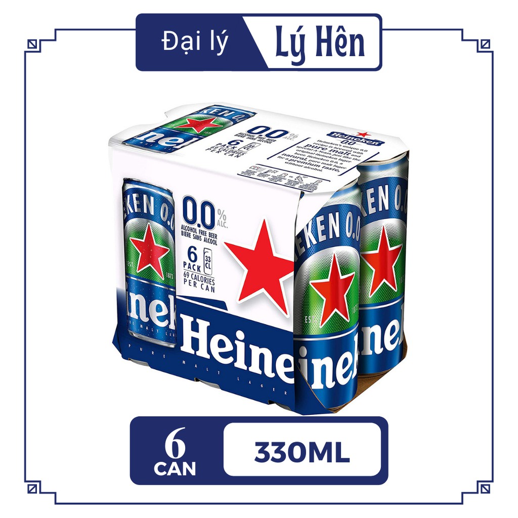 Lốc 6 Lon Cao Bia Heineken 0.0% Cồn - 0.0 Độ 330ml/Lon Date Luôn Mới