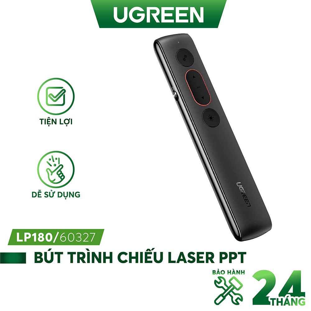 Bút trình chiếu PowerPoint Laser hãng UGREEN LP180 60327 không dây điều khiển từ xa 100m (sử dụng pin AAA)