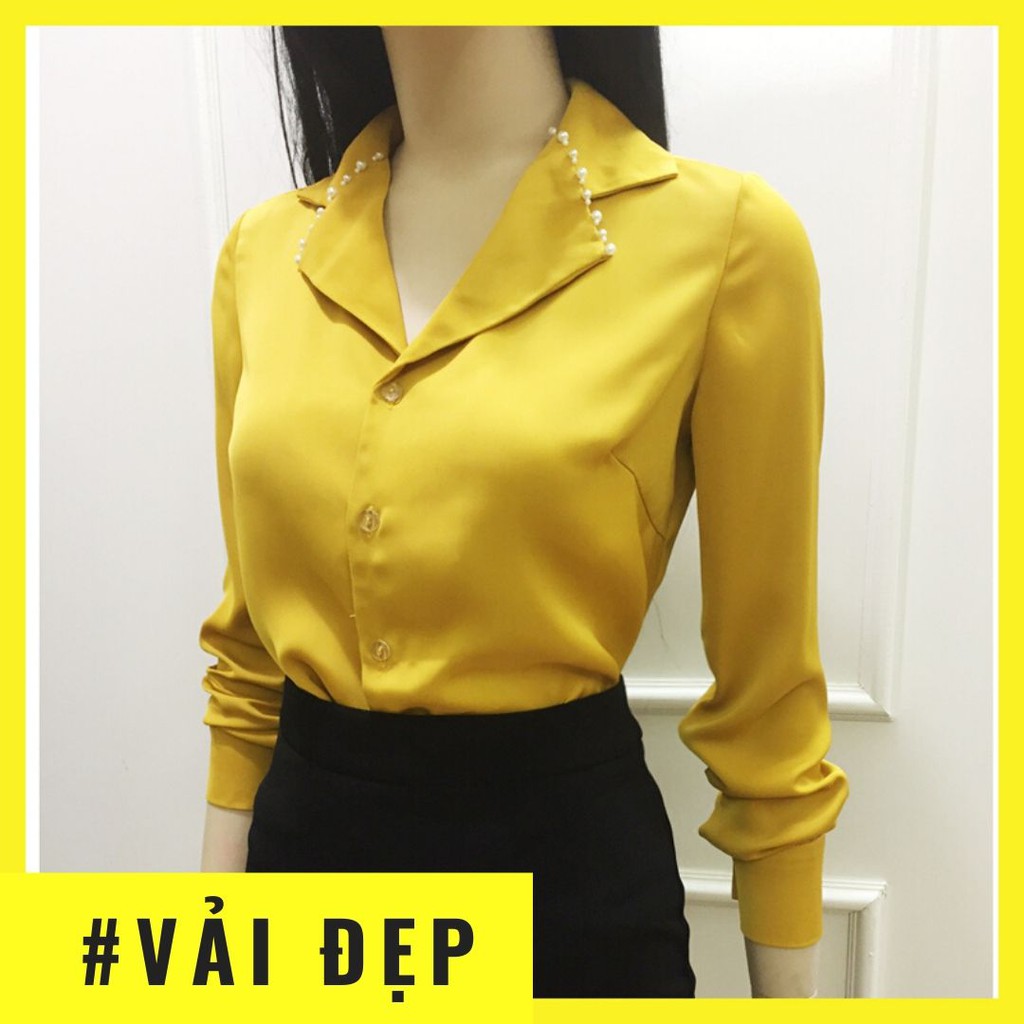 Áo Sơ Mi Nữ 💖𝑭𝒓𝒆𝒆𝒔𝒉𝒊𝒑💖 Áo Cổ Vest Nữ Công Sở Màu Vàng, Đen, Trắng