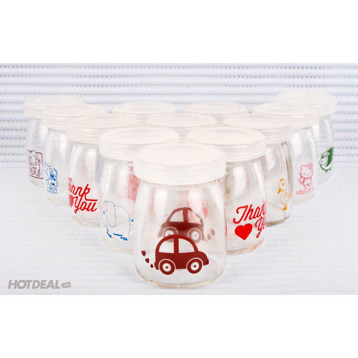 Hũ Làm Sữa Chua Thủy Tinh Họa Tiết 100ml