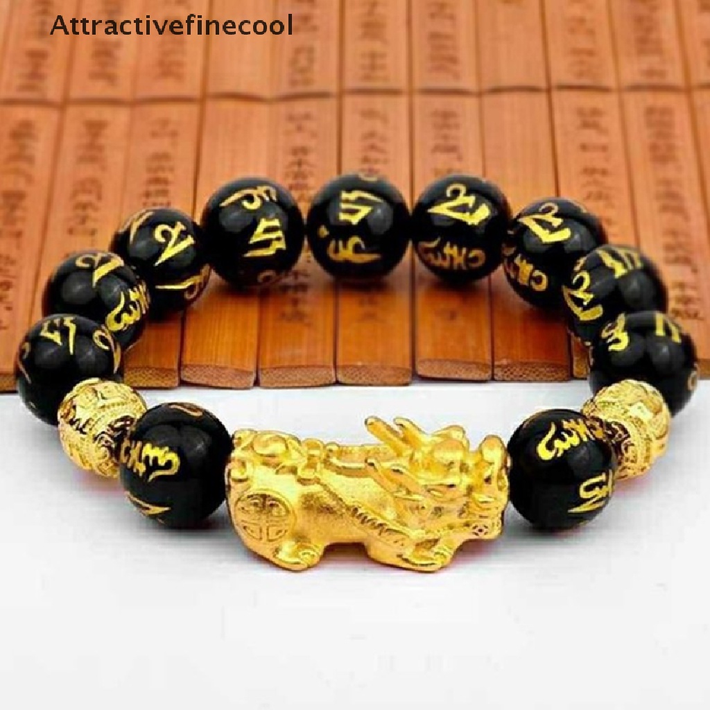 Vòng Đeo Tay Đá Obsidian Màu Vàng Đen Pixiu Giàu Có Và Cầu Tài Lộc Cho Nam Và Nữ
