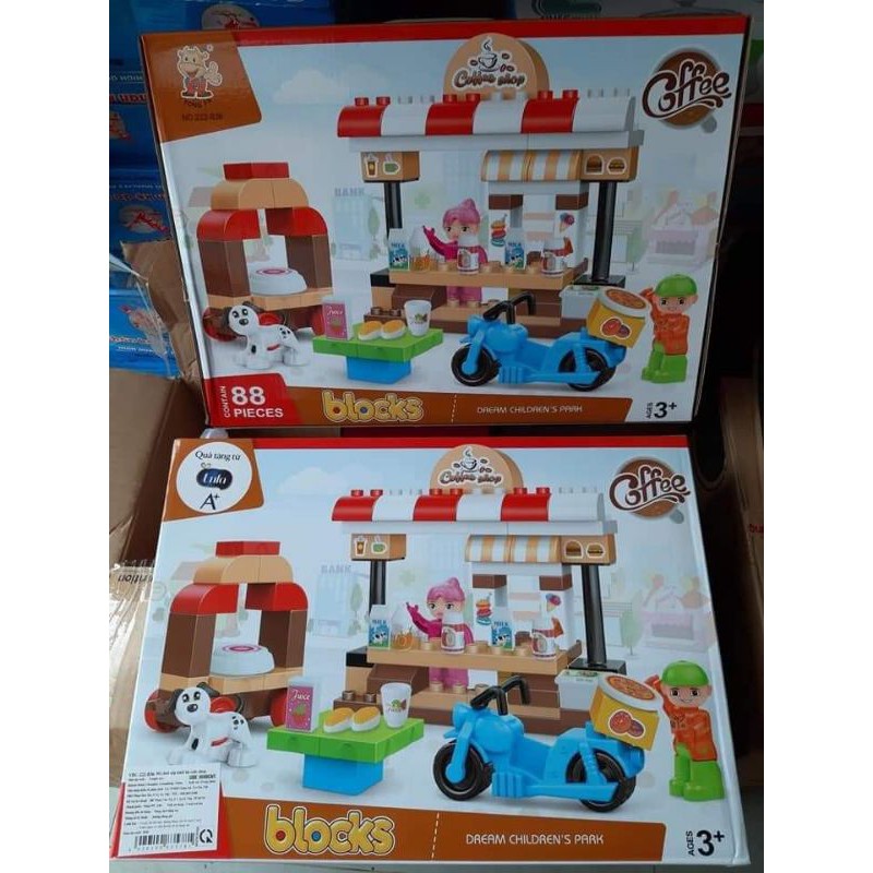 Đồ chơi xếp khối bộ khủng long , cafe shop
