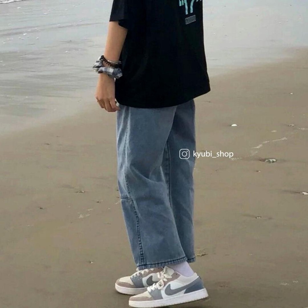 Quần jean ống đứng suông KYUBI form rộng phong cách ulzzang Hàn quốc (Có bigsize) - Baggy Jeans Cạp Lưng Cao ZEN92 | BigBuy360 - bigbuy360.vn