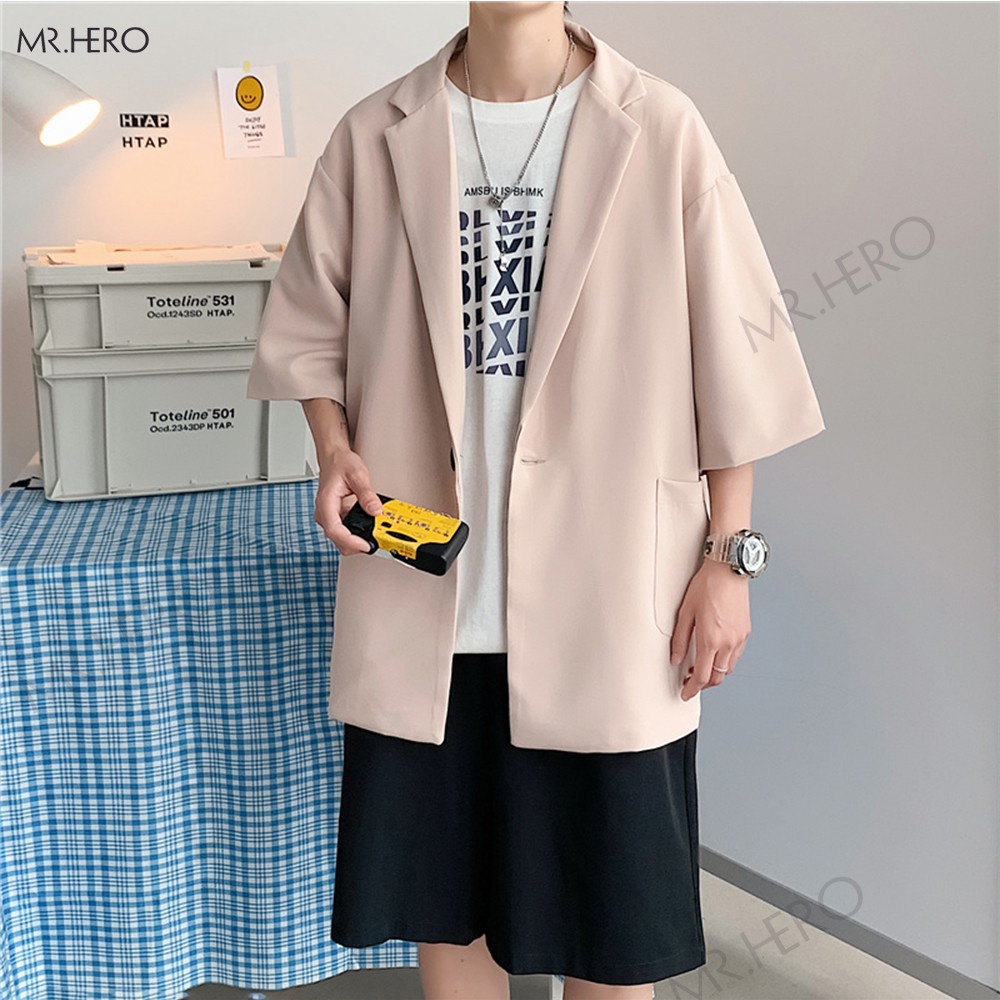 Áo blazer tay lỡ unisex form rộng nam hè thu phong cách Hàn Quốc-BZ05 M.RO