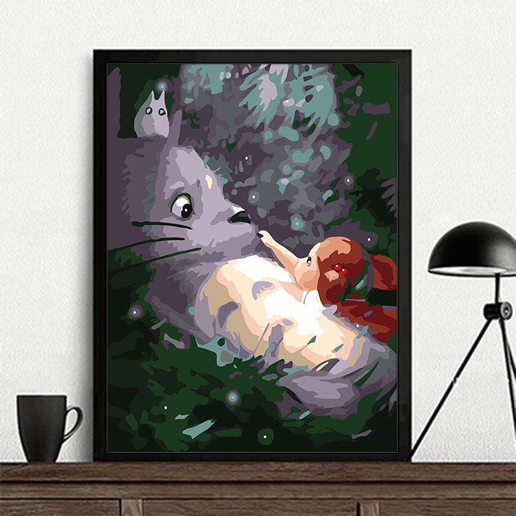 Tự làm Tranh sơn dầu kỹ thuật số Phim hoạt hình Anime My Neighbor Totoro Mickey Học sinh Trẻ em Vẽ tay Màu trang trí phò