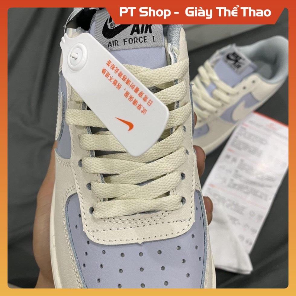 Giày thể thao AF1 kem tím Xịn Sò, Giầy AF1 Trắng kem Full box phụ kiện, PT Shop