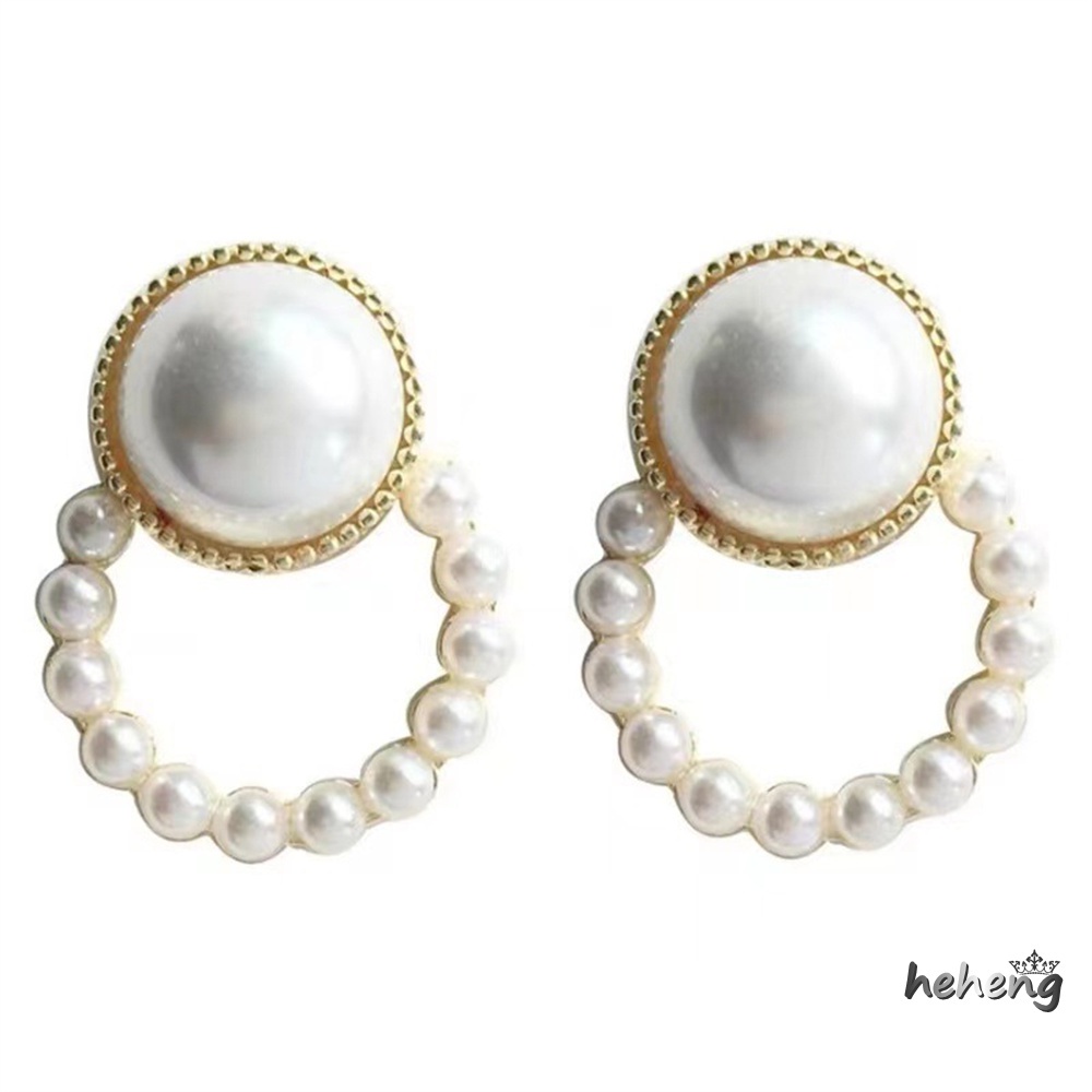 Bông Tai Tròn Đính Ngọc Trai Bằng Hợp Kim Thời Trang 1 Cặp