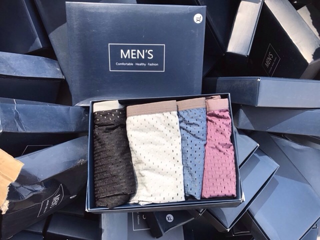Hộp 4 Quần Sịp Đùi Thông Hơi Xuất Nhật (Ảnh Thật) Mens