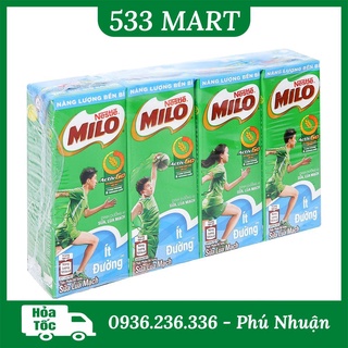 LỐC 4 HỘP Sữa Milo Có đường Ít đường 180ml