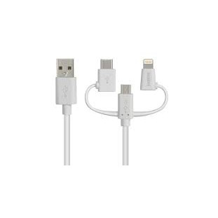 Cáp 3 Trong 1 (microUSB, Lightning, typeC) Elecom LHC-AMBLCAD12WH 1.2 m