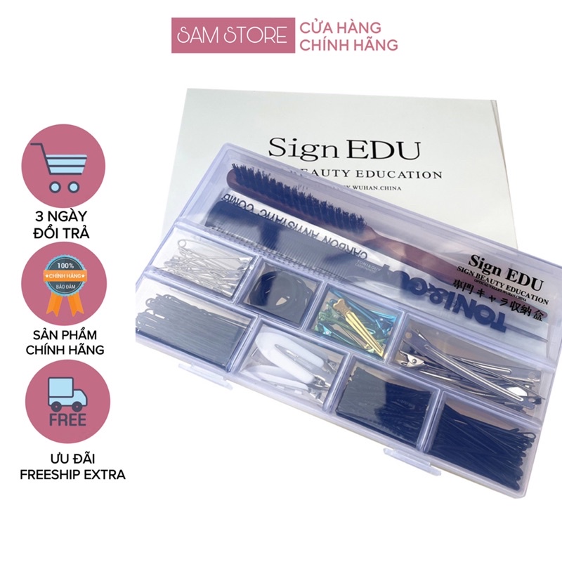 Hộp nhựa đựng kẹp tăm, kẹp vịt, lược tiện lợi dùng cho cá nhân và làm tóc chuyên nghiệp